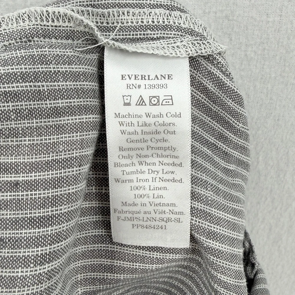 Everlane Jumpsuit Women 2 Gray Striped Linen Sleeveless Belted Wide Leg